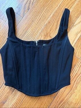 LPA Black Square-Neck Corset Crop